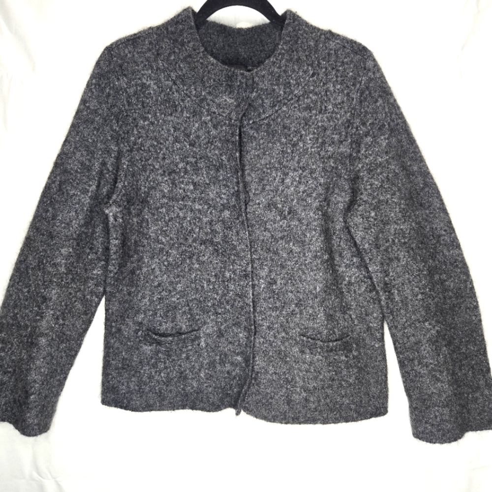 Eileen Fisher Womens Sz. PS Gray Wool Mohair Blend Sweater Front Button Up